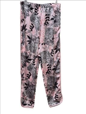 La Vie En Rose Camellia Print Lace Trim Super Soft  Pajama Bottoms.